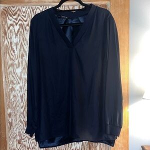 Lafayette 148 100% Silk Navy Blouse - L